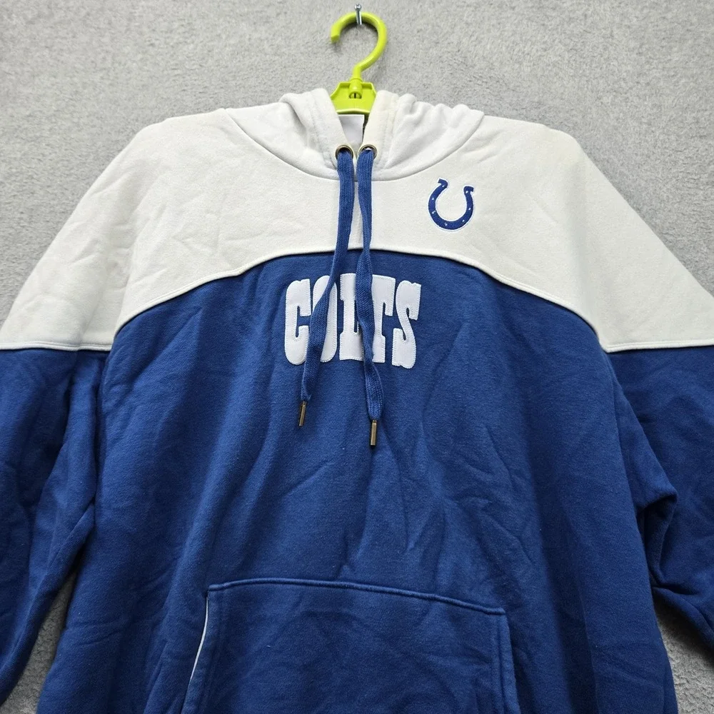 Indianapolis Colts Men Hoodie M Blue Embroidered Logo Colorblock Fleece READ